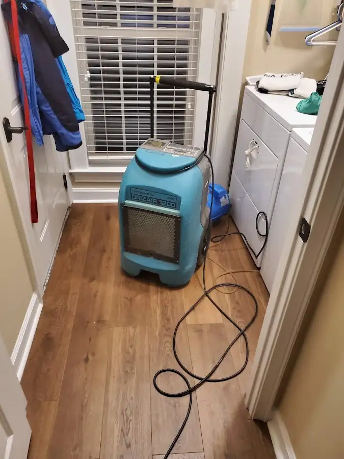 Commercial dehumidifier deployed for Flood Damage Cleanup in West Jefferson